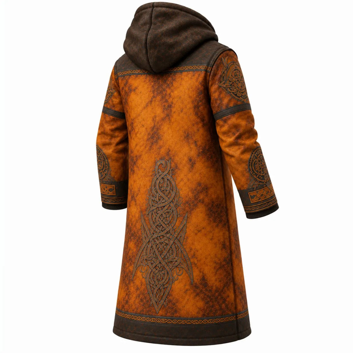 Amber Black Nordic Animal Print Longline Hooded Fleece Coat