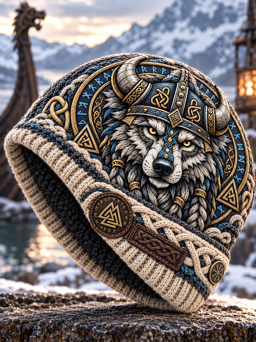 Viking Art Vintage Autumn And Winter Warm Cold Knitted Hat