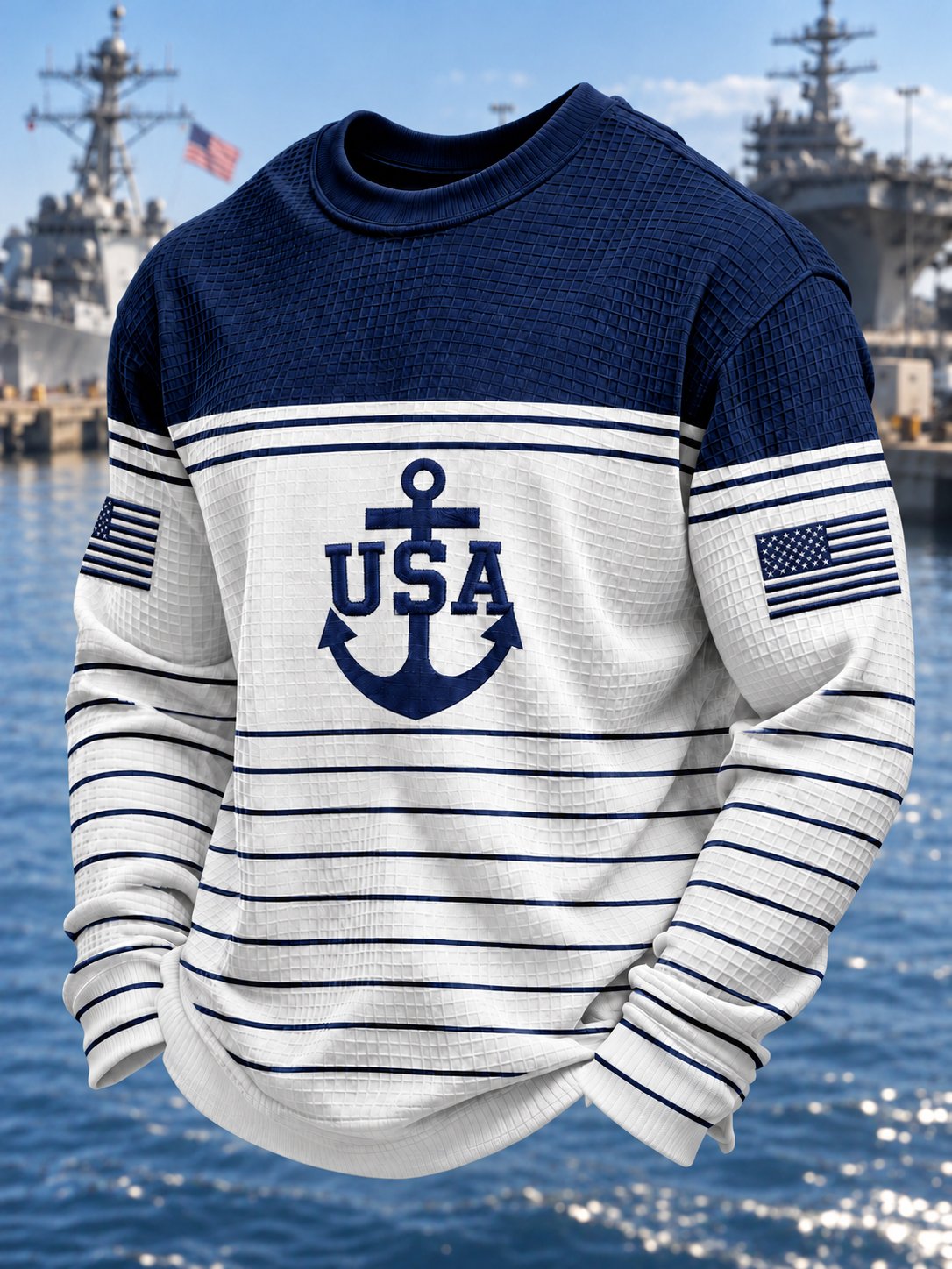 Men's U.S. Veterans Printed Waffle-Knit Top