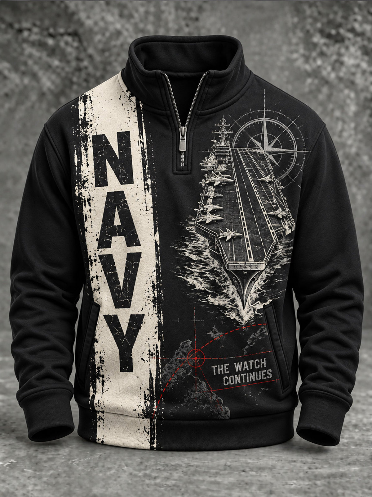 Men's Veteran-Print Casual Sweatshirt