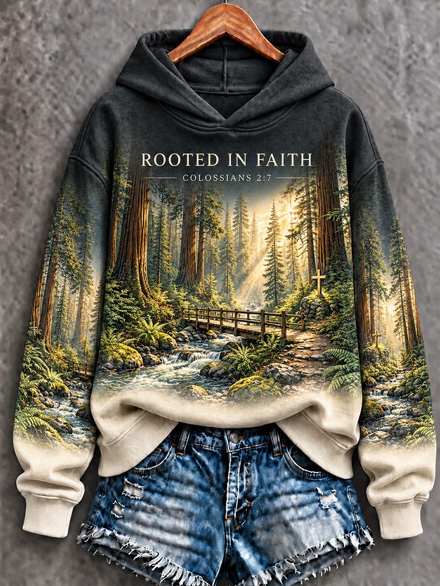 Women's Casual "Faith" Print Hoodie