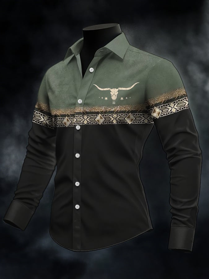 Men's Casual Western Style Contrast Color Shirt