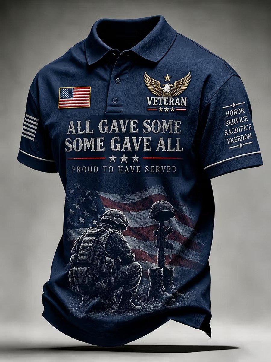 Men's Veterans Day Printed Waffle Top