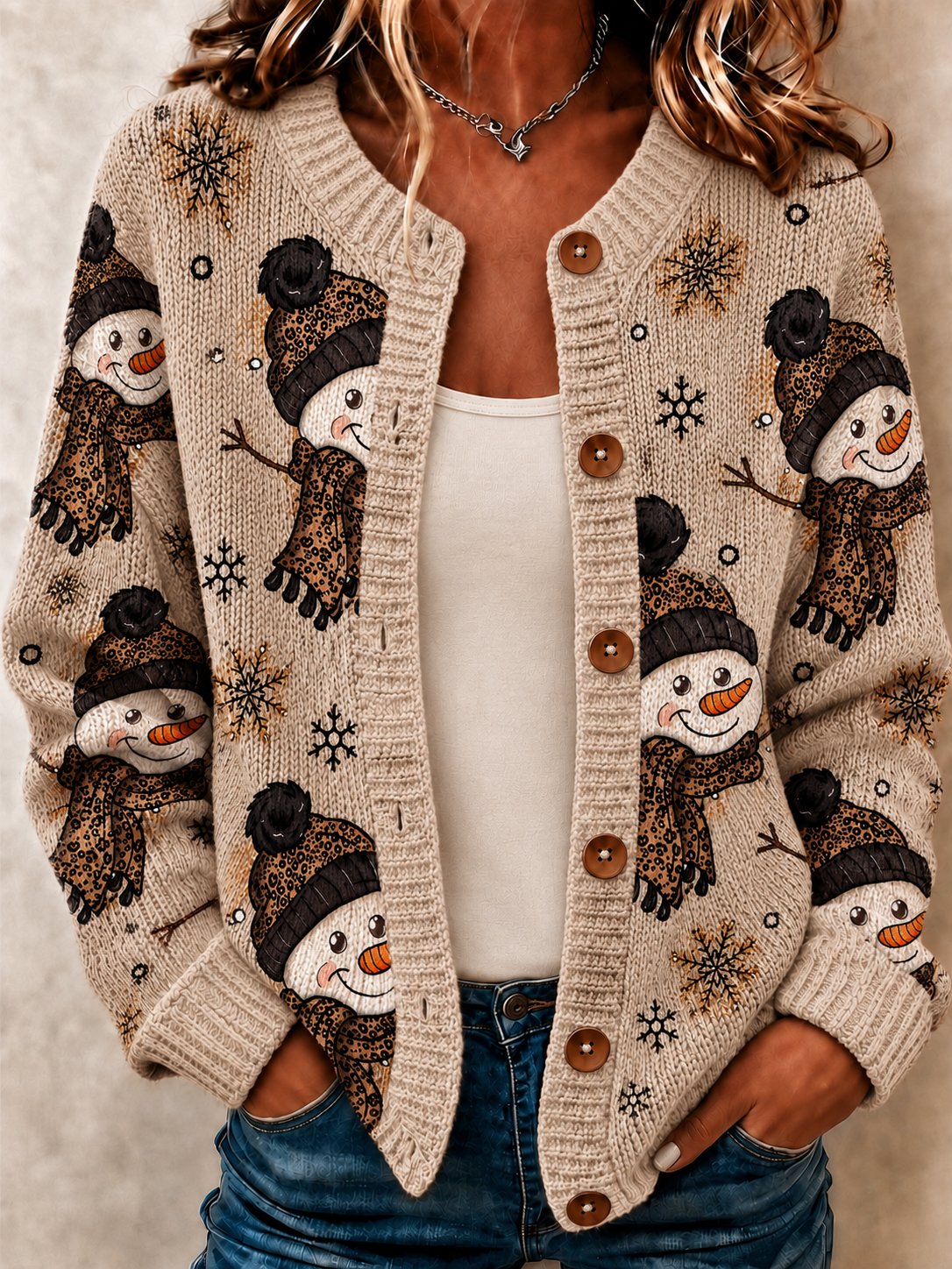 Women's Casual Christmas-Print Top