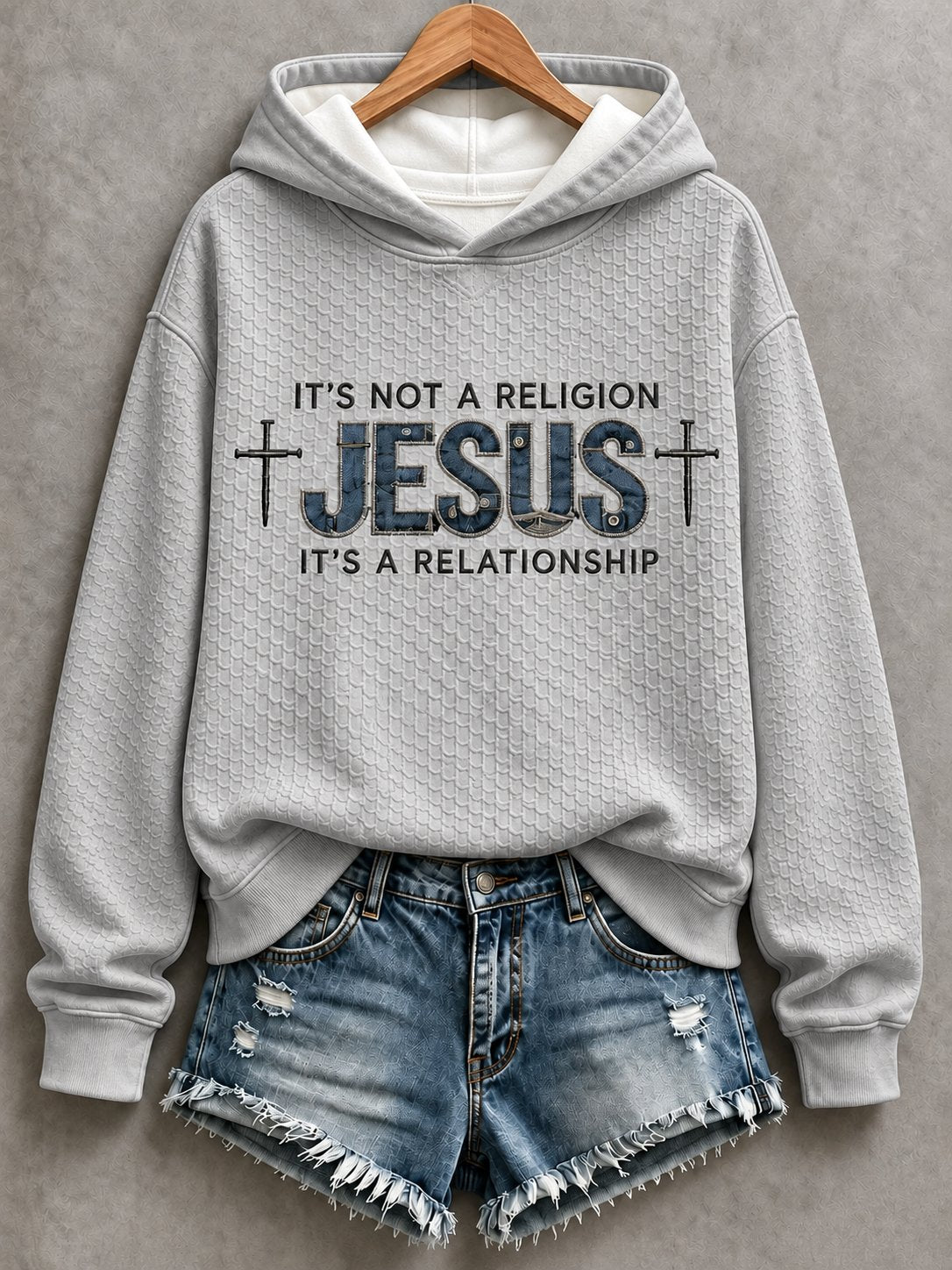 Women's Casual "Faith" Cross-Print Sweatshirt