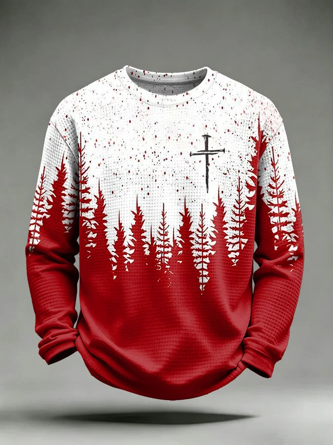 Men's Christmas Faith Print Waffle Sweatshirt