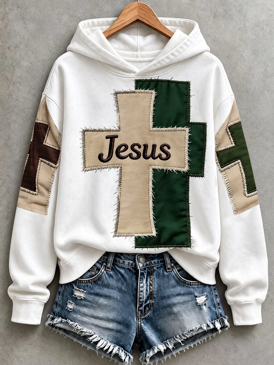 Women's Casual "Faith" Cross-Print Sweatshirt