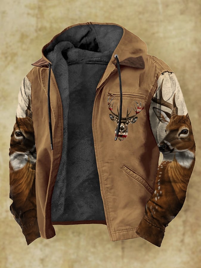 Men's Vintage Camouflage Elk Fleece Jacket