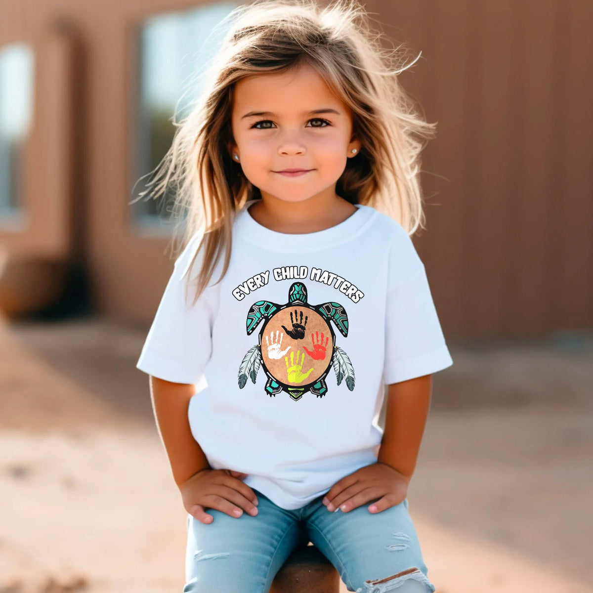 Every Child Matters turtle design - Kids White T-Shirt