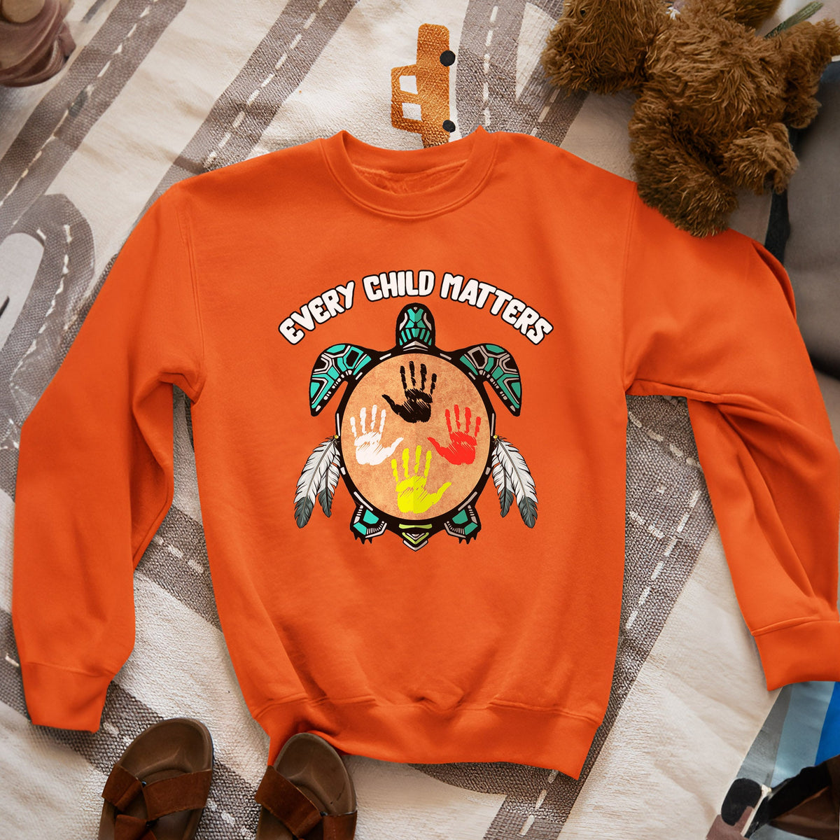 Every Child Matters turtle design - Orange Sweatshirt