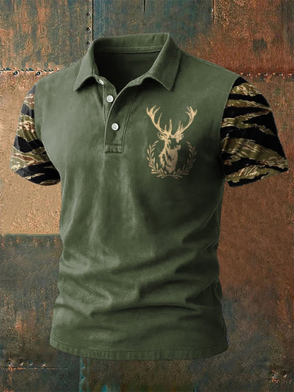Men's Western-Style Printed Casual Polo Shirt