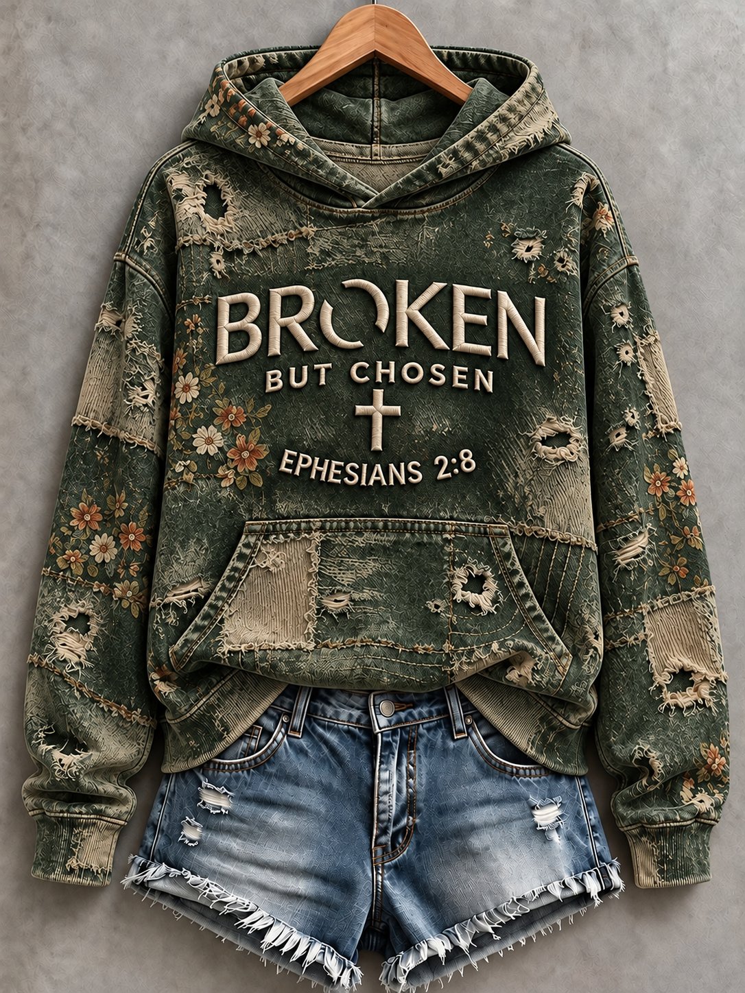 Women's Casual "Faith" Cross-Print Sweatshirt