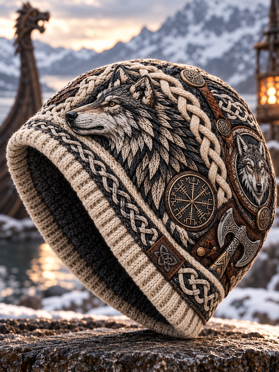 Viking Art Vintage Autumn And Winter Warm Cold Knitted Hat