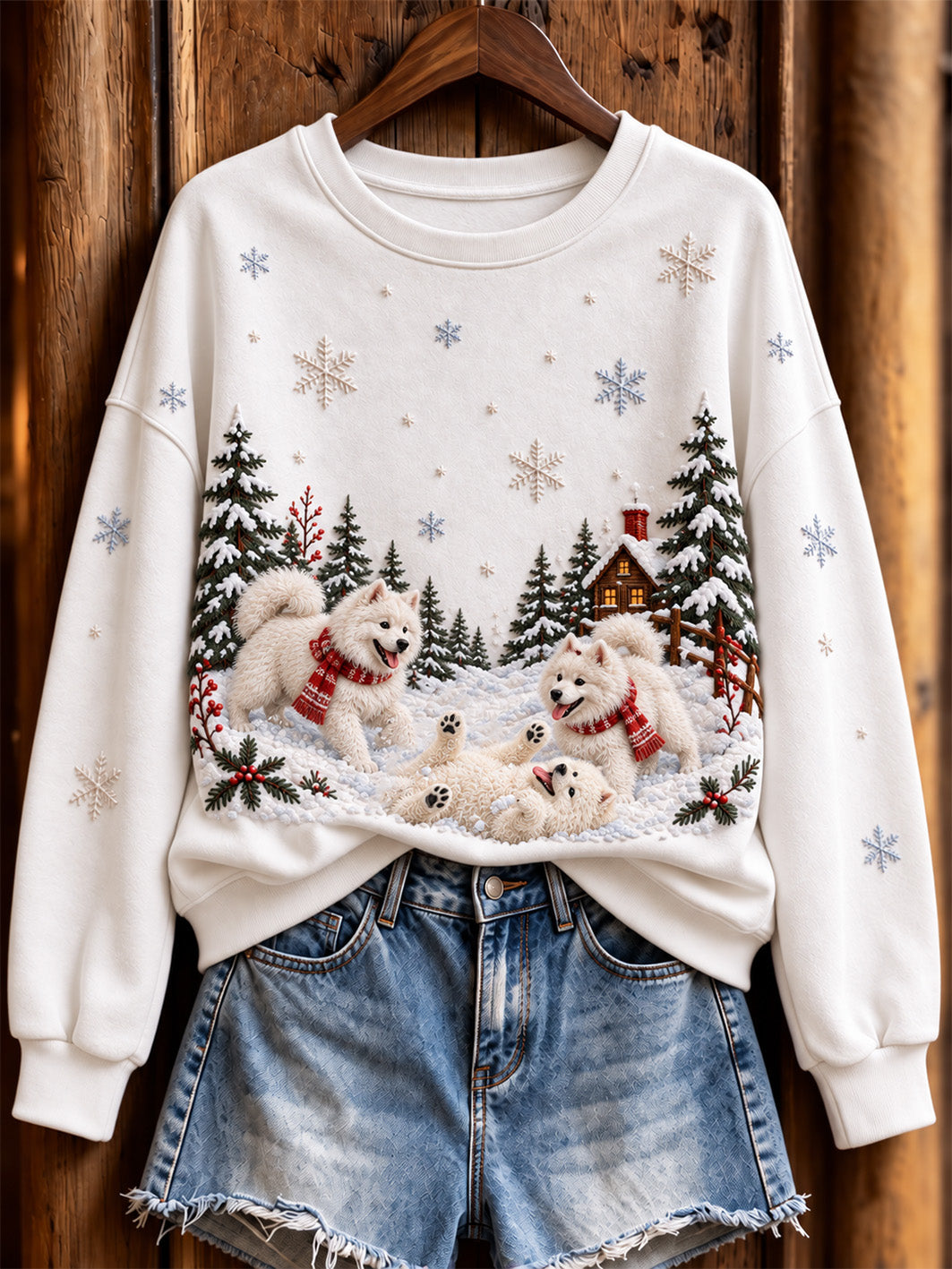 Women's Samoyed Dogs Pattern Causal Regular Sweatshirt