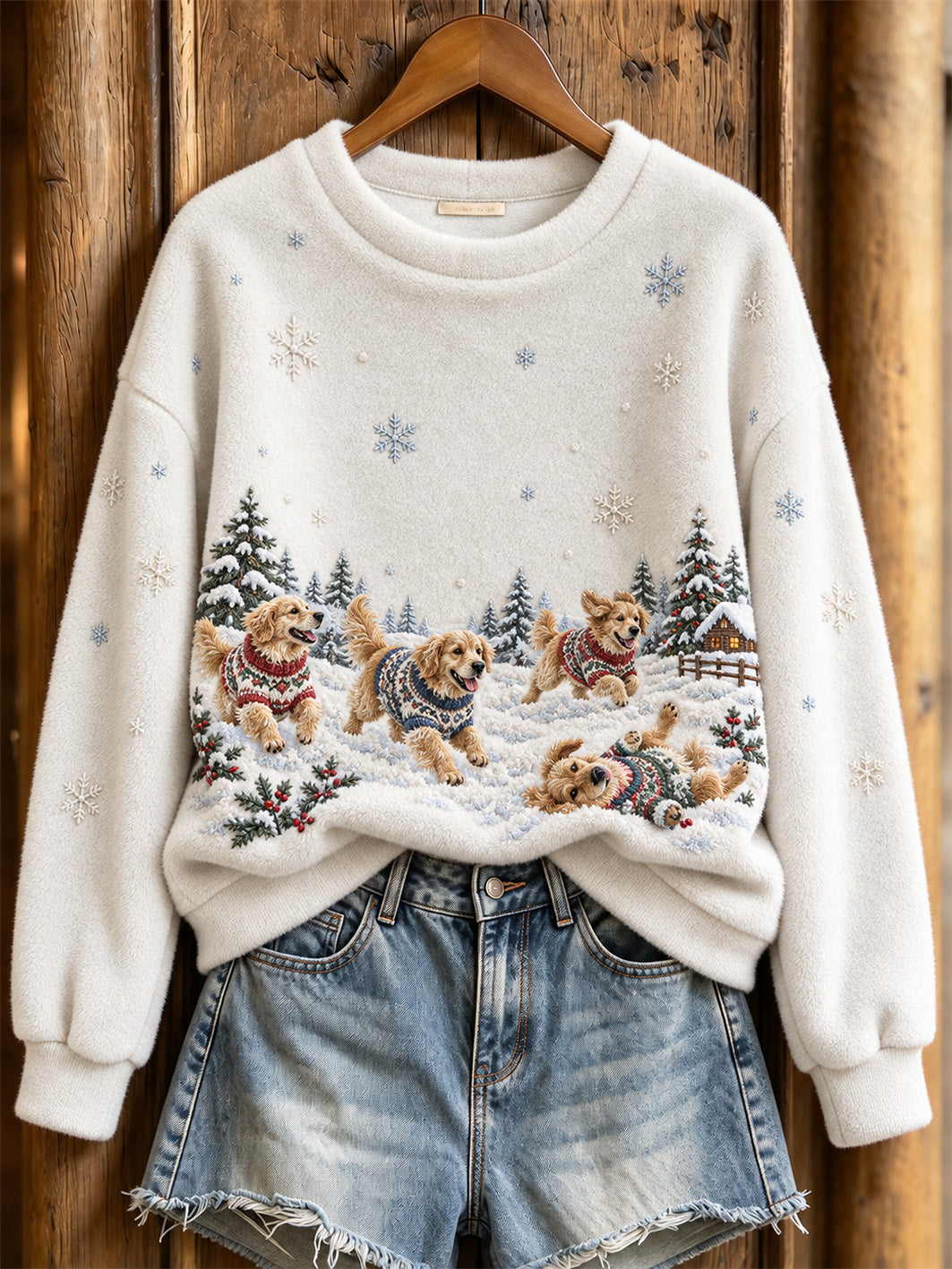 Women's Golden Retriever Dogs Pattern Causal Flannel Sweatshirt