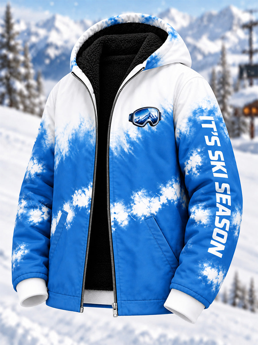 Men's Ski Lovers Ready for Ski Season Casual Composite Fleece Jacket