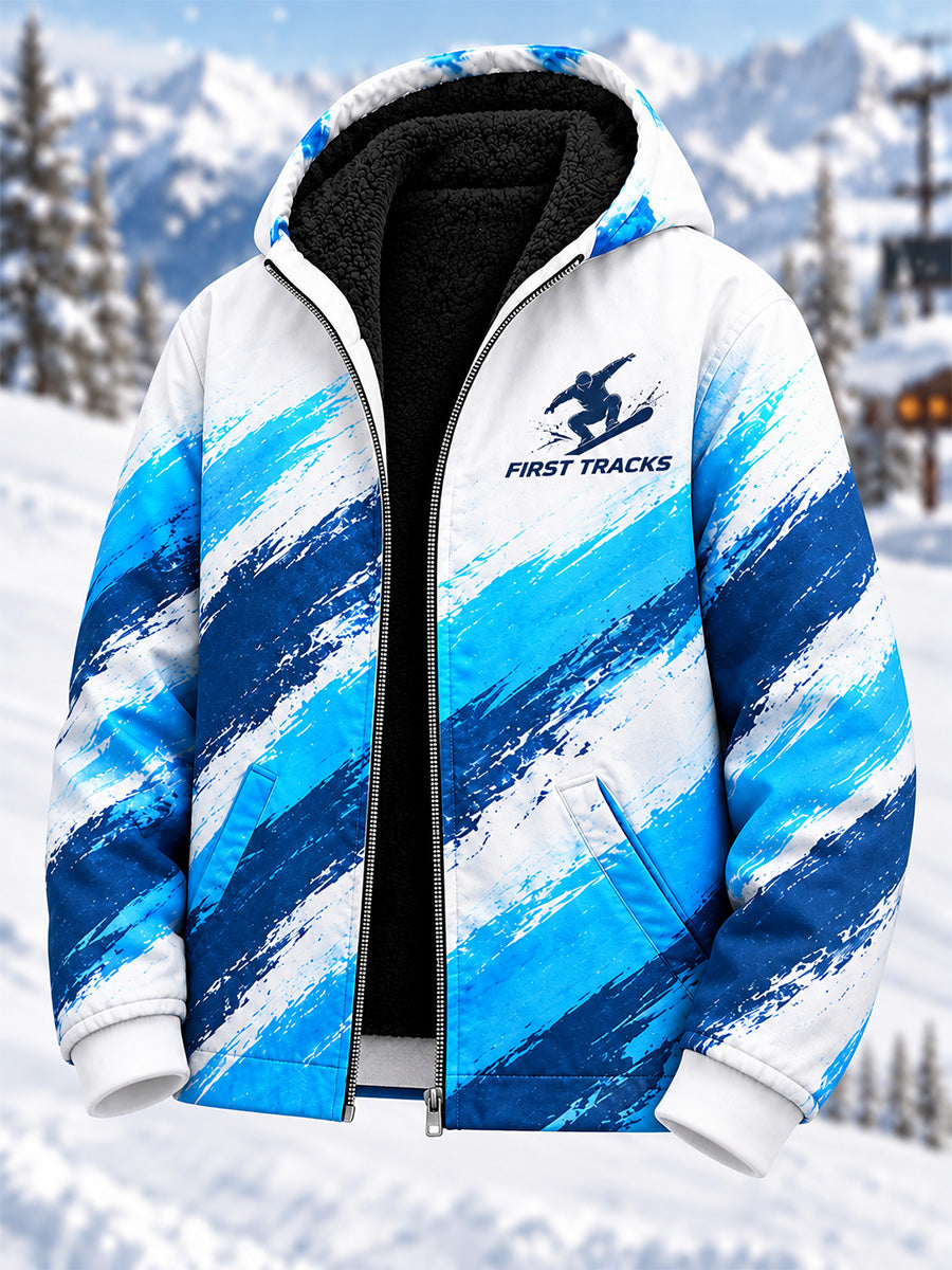 Men's Ski Lovers Ready for Ski Season Casual Composite Fleece Jacket
