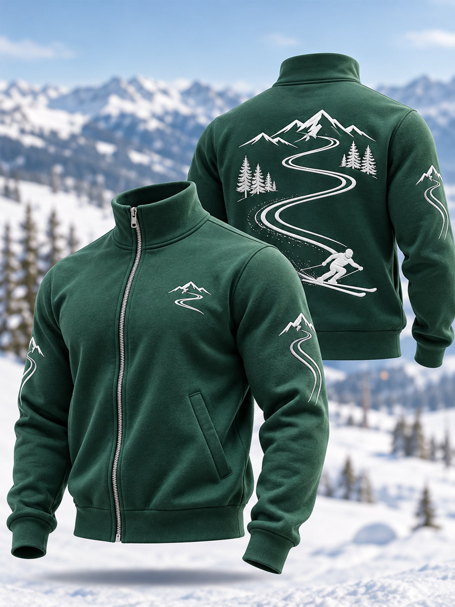 Men's Ski Lovers Ready For Ski Season Casual Zipper Sweatshirt