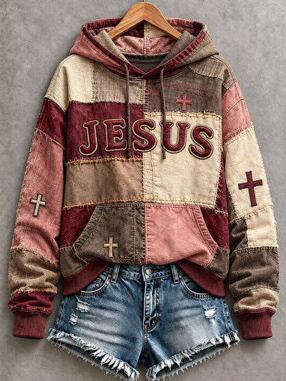 Women's Casual "Faith" Cross-Print Sweatshirt