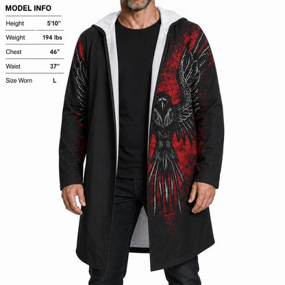 Viking Raven And Vegvisir Graphic Hooded Coat