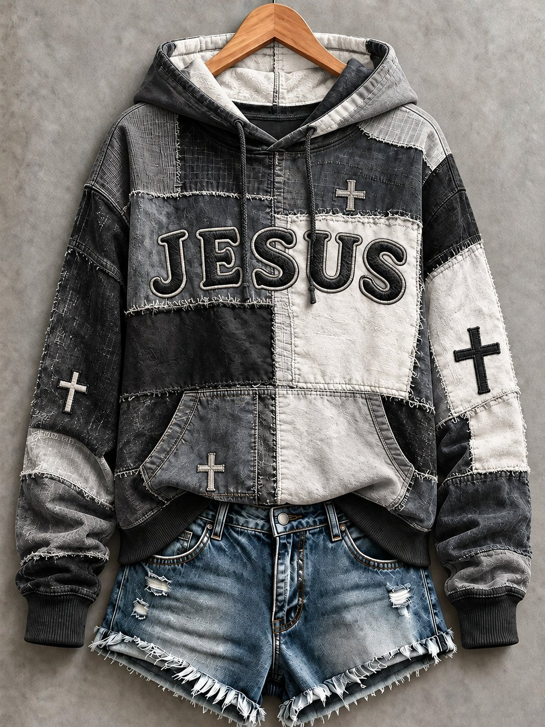 Women's Casual "Faith" Cross-Print Sweatshirt