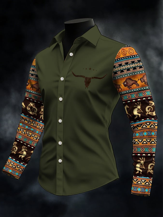Men's Casual Western Style Contrast Color Shirt