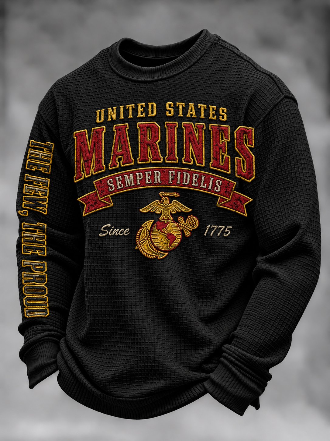 Men's Veterans Marines Art Printed Long-Sleeve T-Shirt