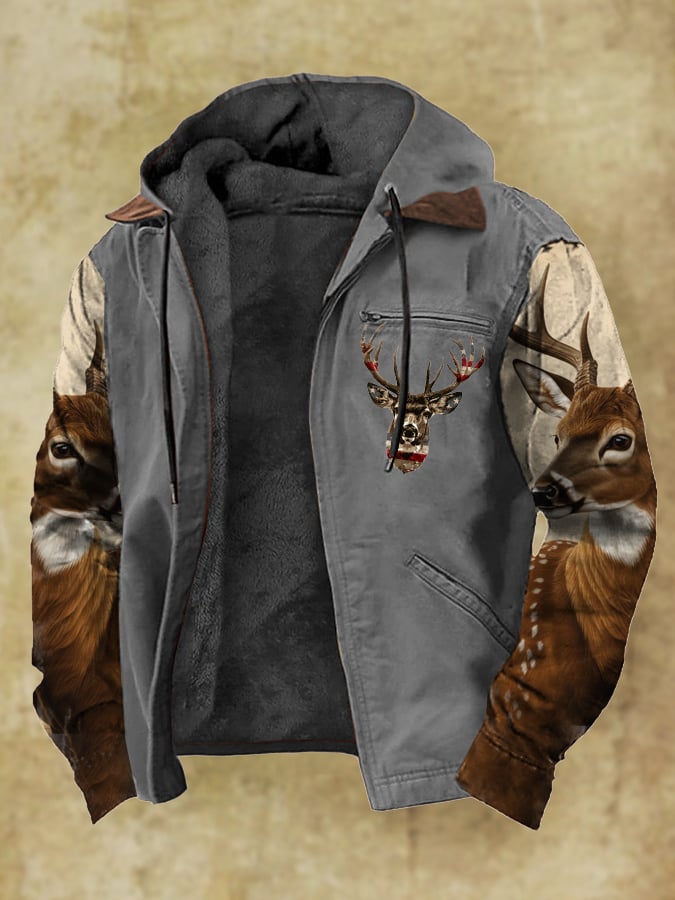 Men's Vintage Camouflage Elk Fleece Jacket