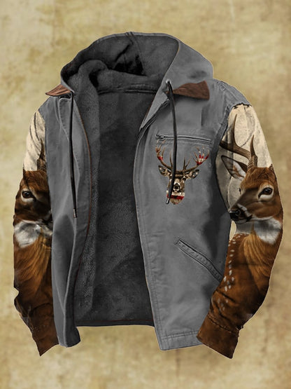 Men's Vintage Camouflage Elk Fleece Jacket