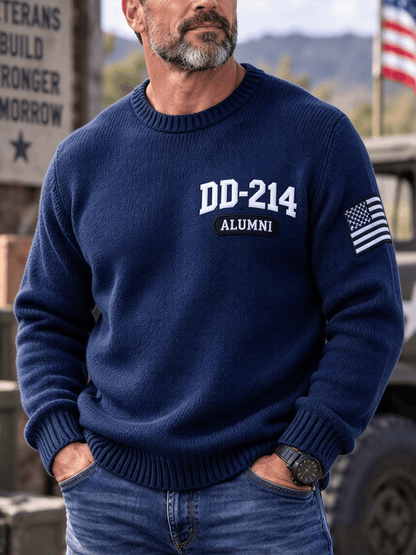 Men's Veteran DD-214 Print Casual Sweater