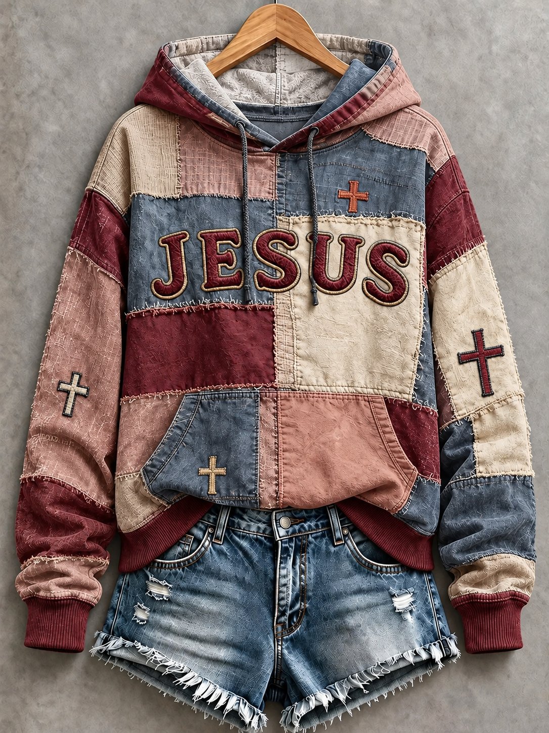 Women's Casual "Faith" Cross-Print Sweatshirt