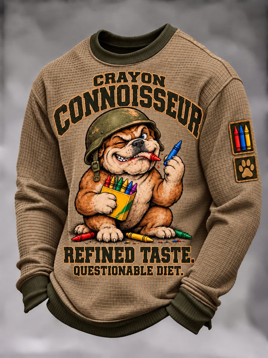 Men's Vintage Crayon Eaters Art Printed Waffle-Knit T-Shirt