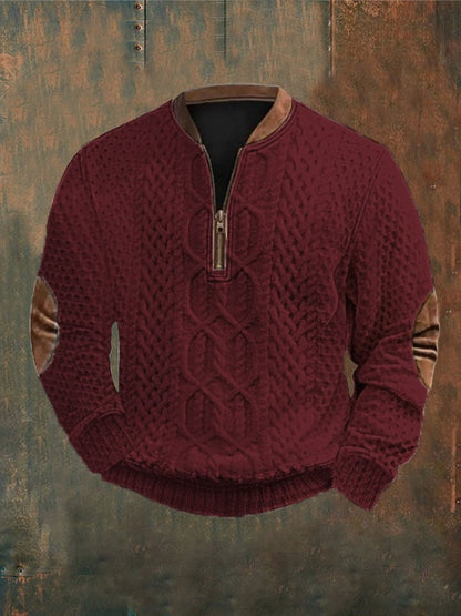 Men's Western Retro Textured Printed Sweatshirt