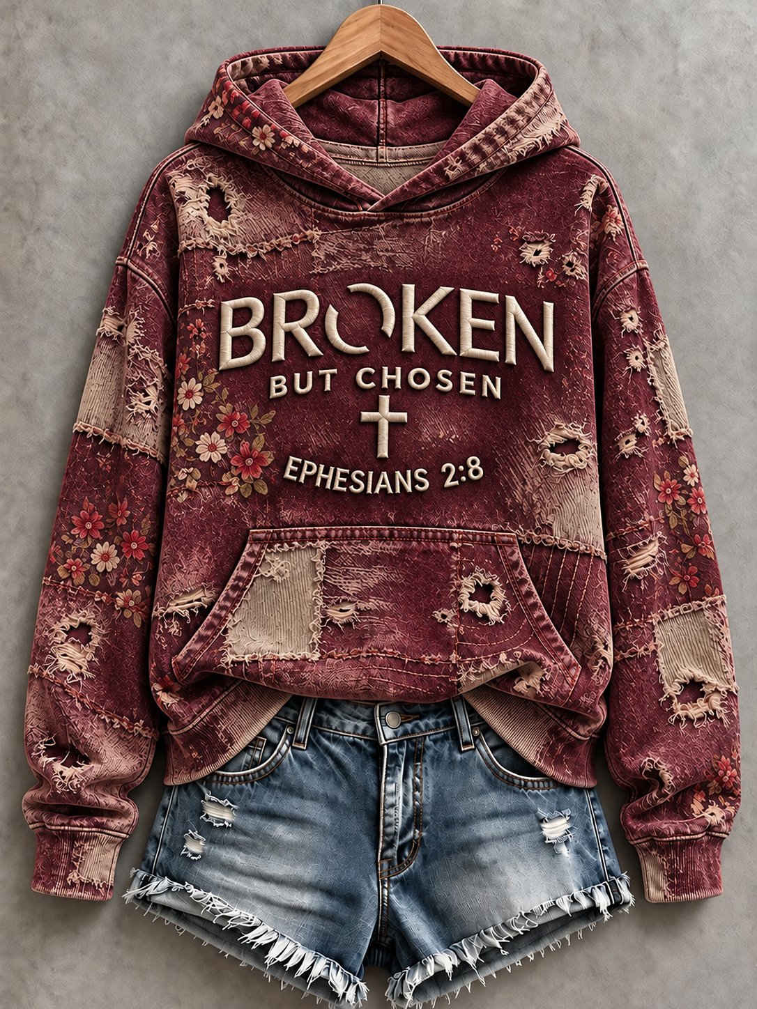 Women's Casual "Faith" Cross-Print Sweatshirt