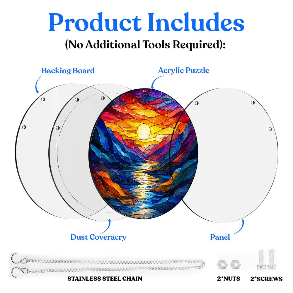 Acrylic Jigsaw Puzzle Suncatcher - Sunset Waves