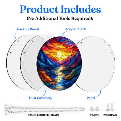 Acrylic Jigsaw Puzzle Suncatcher - Sunset Waves