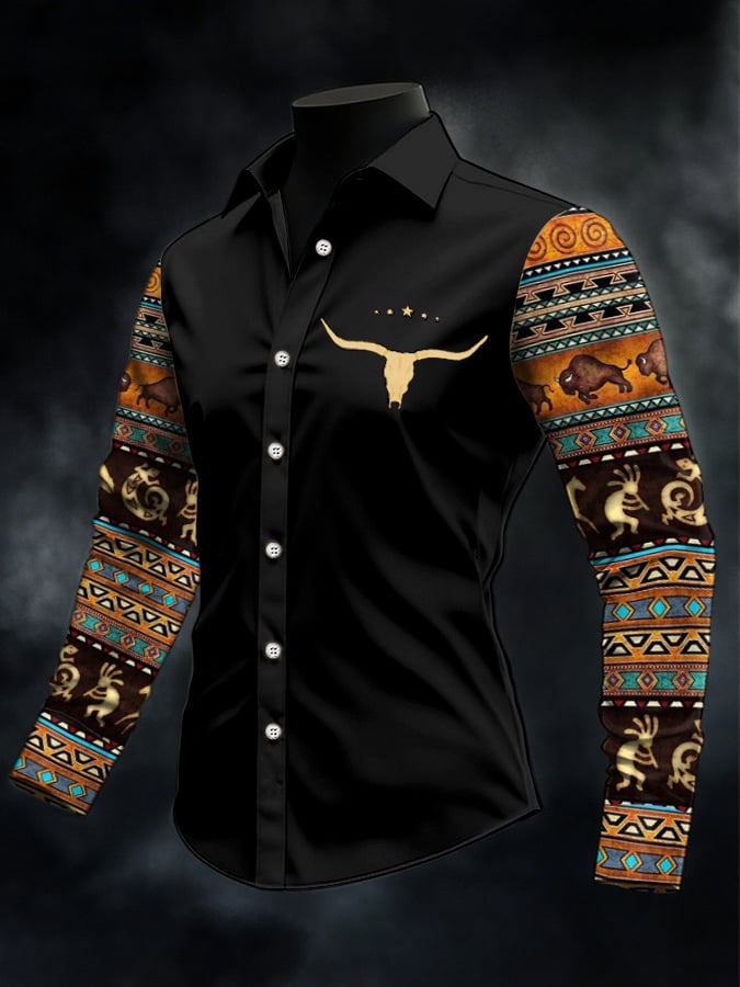 Men's Casual Western Style Contrast Color Shirt