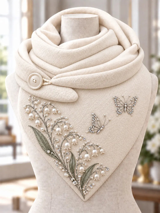 Women's Floral Butterfly Pattern Triangular Scarf