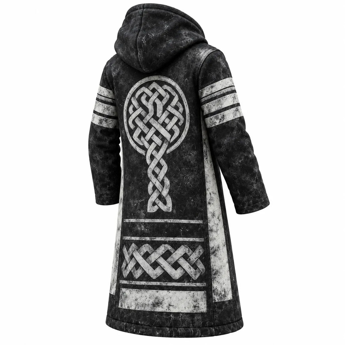 Men's Viking Rune Totem Printed Fleece-Lined Hooded Jacket