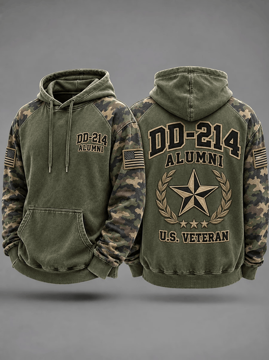 Men's DD-214 Veteran Camo Patchwork Hoodie