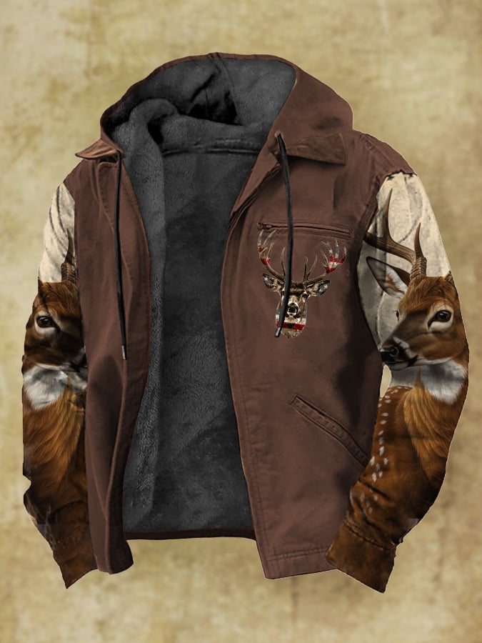 Men's Vintage Camouflage Elk Fleece Jacket