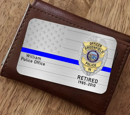 Custom US Police Badge Aluminum Wallet Card - Gift For Police Officer