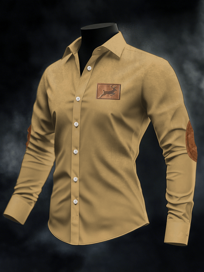 Men's Retro Elk Print Casual Shirt