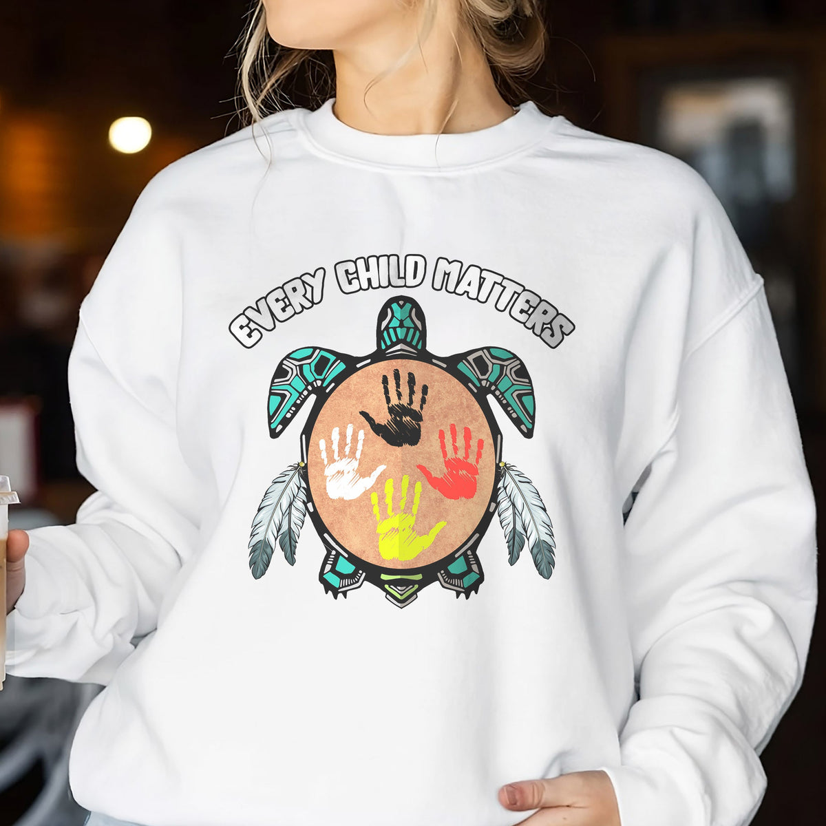 Every Child Matters turtle design - White Sweatshirt