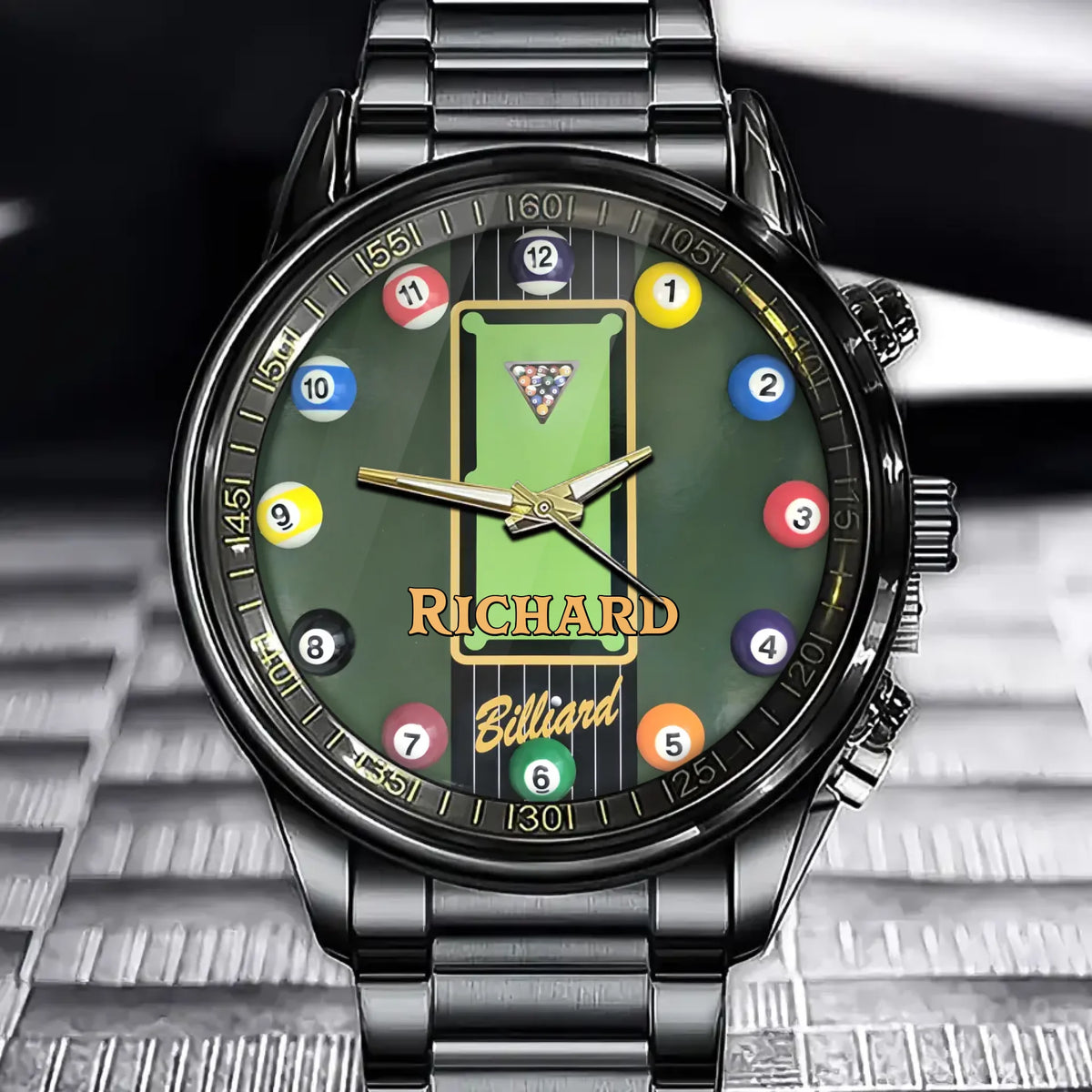 Personalized Billiard Watch - Unique Snooker-Inspired Timepiece