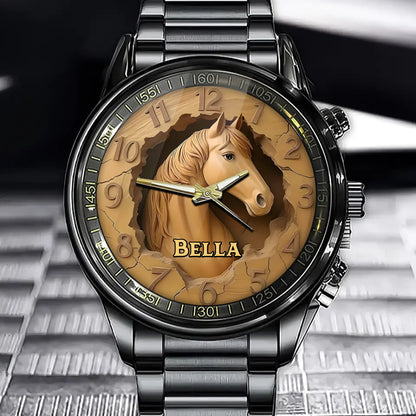 Personalized Rustic Horse Design Watch - Elegant Watch for Equine Enthusiasts