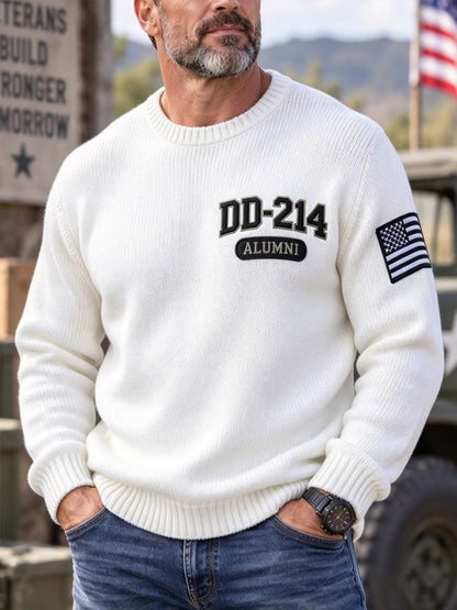 Men's Veteran DD-214 Print Casual Sweater