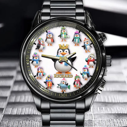 Personalized Penguin King Watch - Add Your Name for a Fun Custom Look