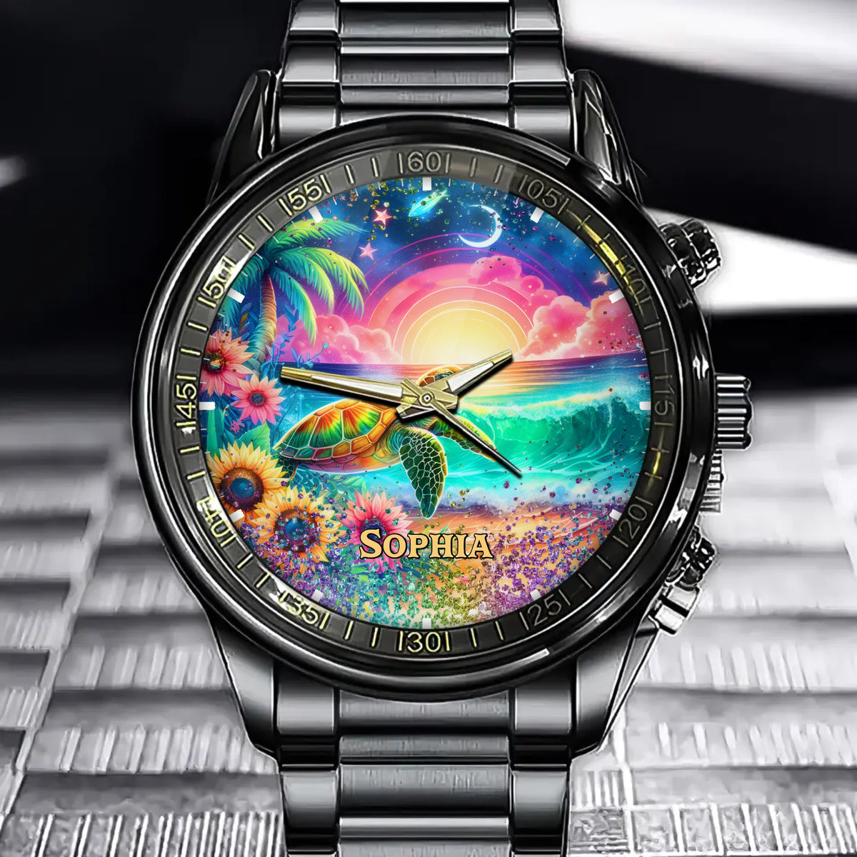 Personalized Sea Turtle Paradise Watch - Add Your Name to Shine