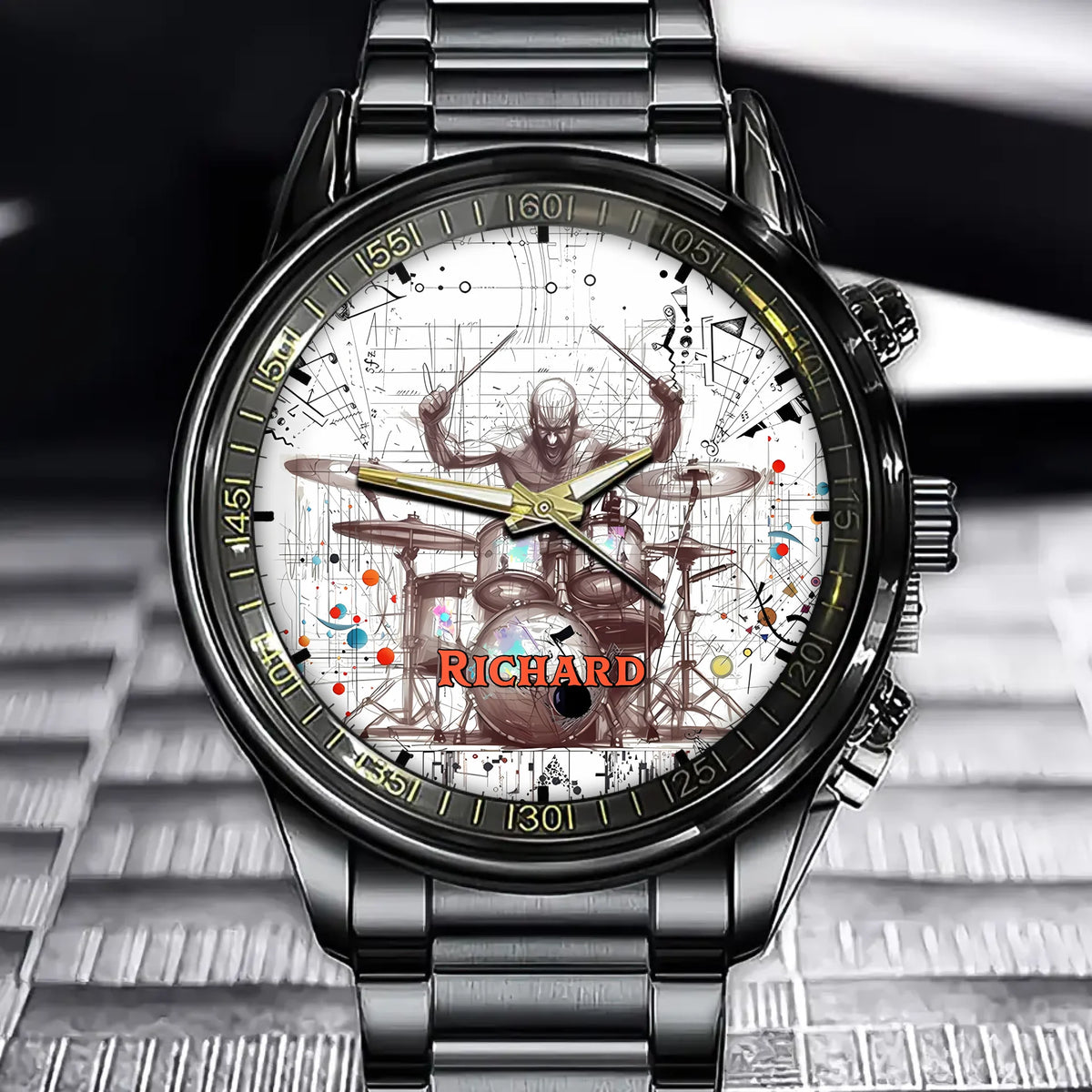 Personalized Drummer's Beat Watch - Add Your Name to the Groove